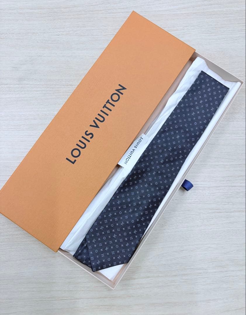 ルイヴィトン　ネクタイ　ダークグレー　モノグラム