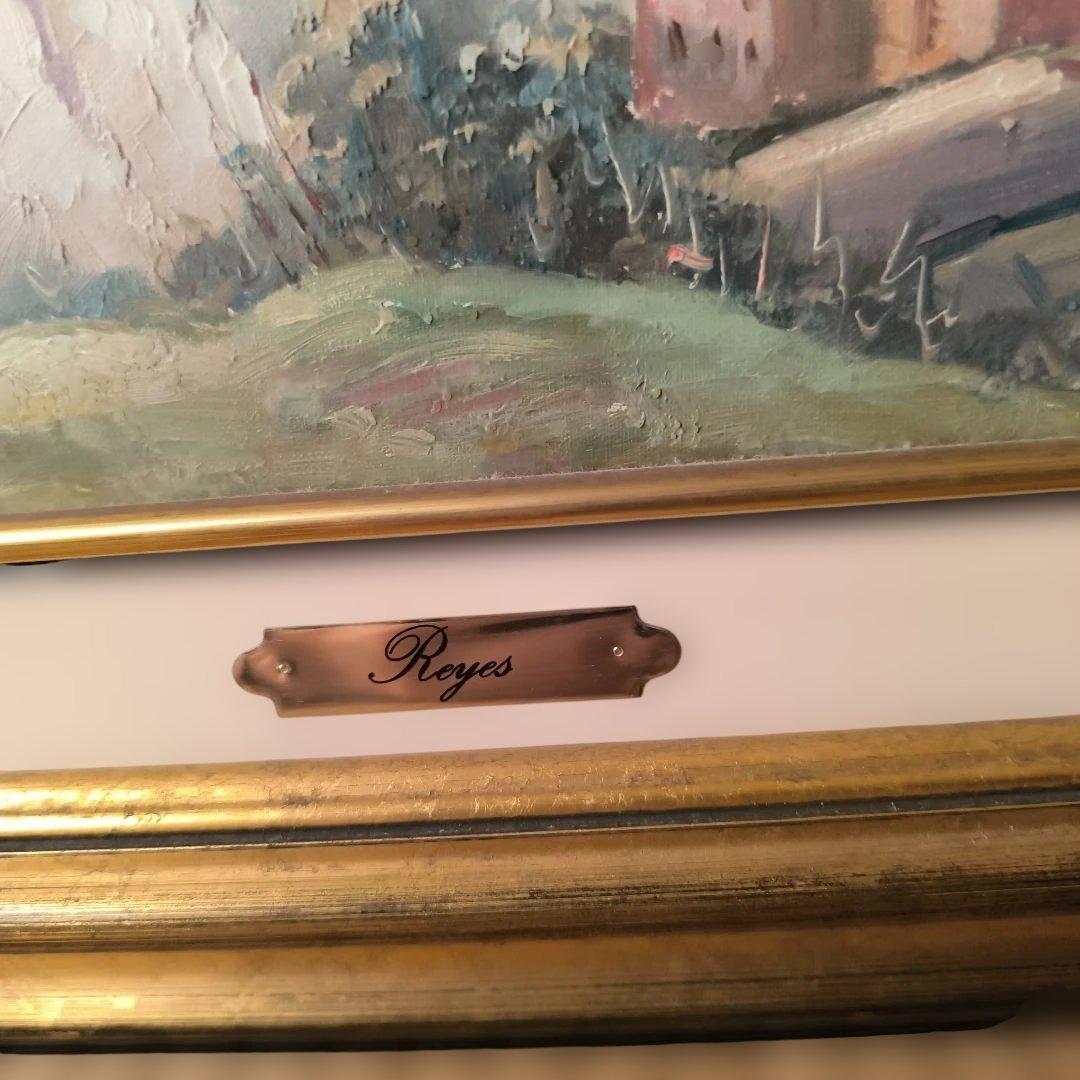 油彩画 海と山の風景