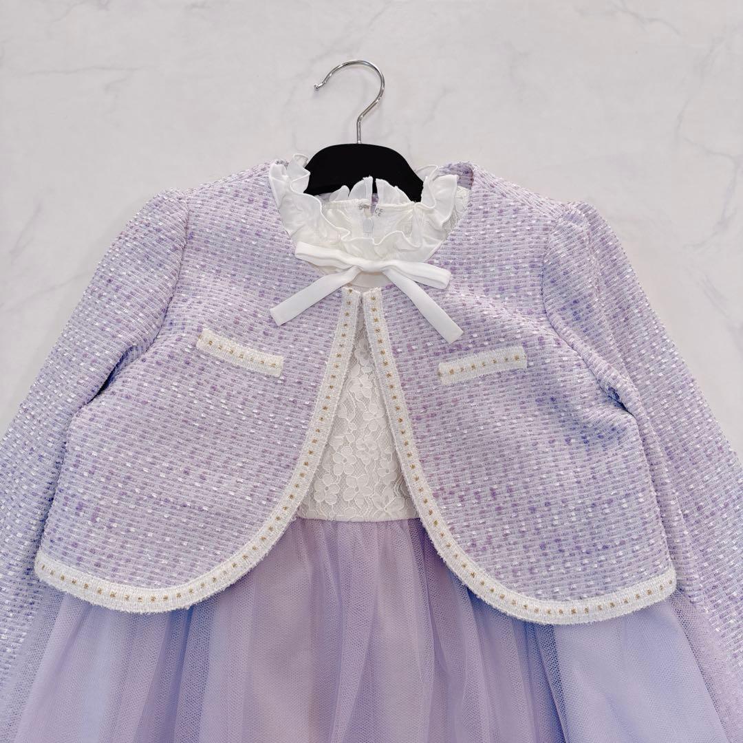 ELLE パープル×ツイード＊フォーマル 130 入学 卒園 女の子 セレモニー