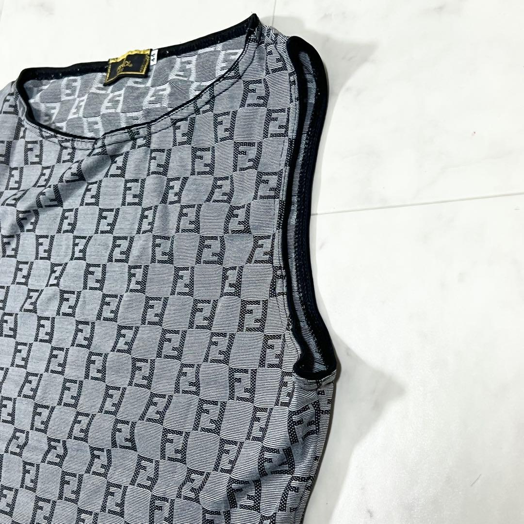 FENDI ズッカ柄 総柄 ノースリーブ トップス 44 M相当 グレー