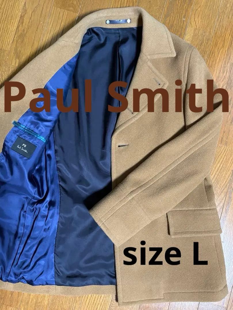 極美品【PS Paul Smith】ポールスミスメンズコートウール　キャメル　L