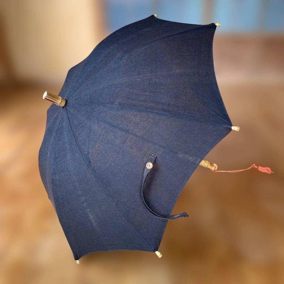 ツタエノヒガサ　黒　日傘 竹製ハンドル