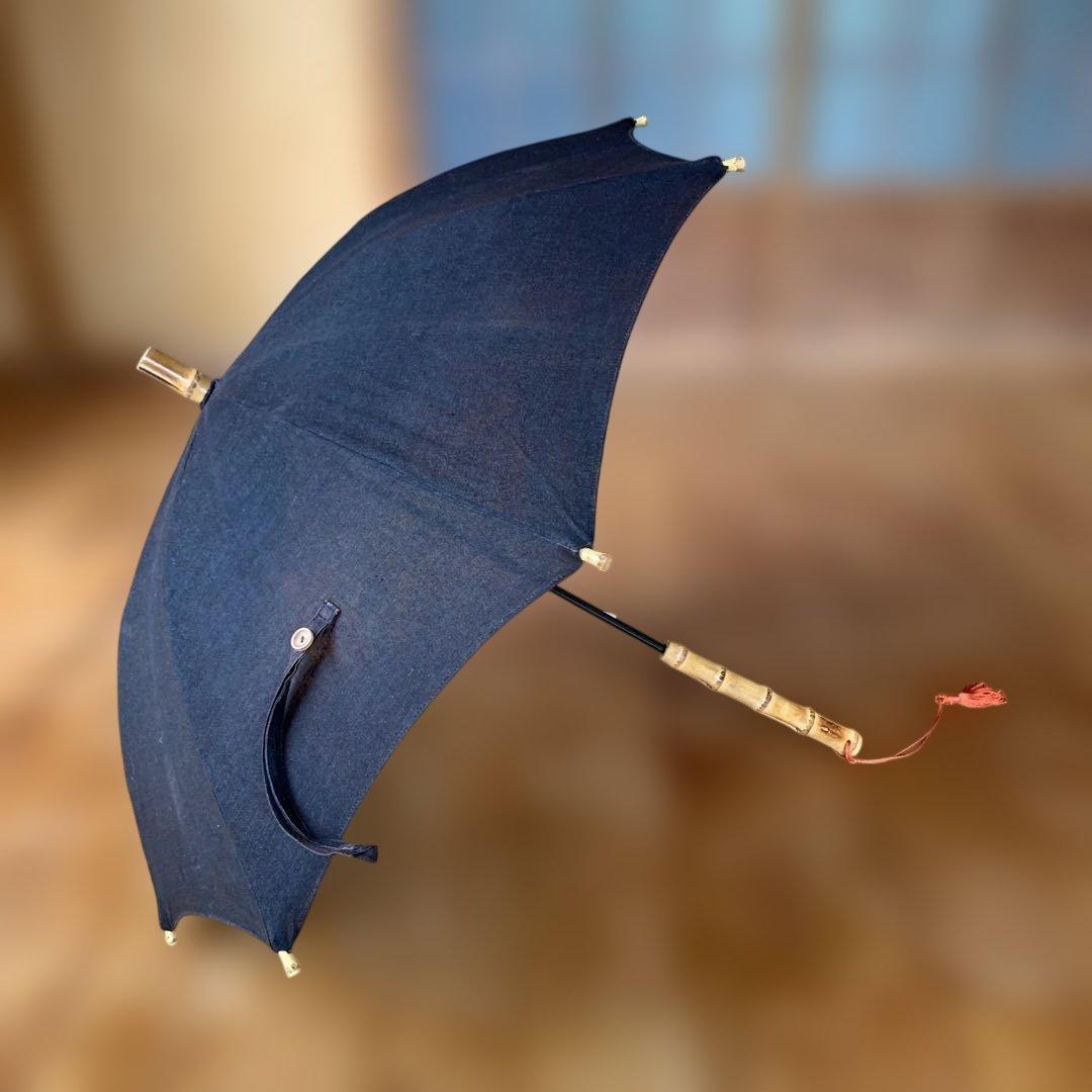 ツタエノヒガサ　黒　日傘 竹製ハンドル