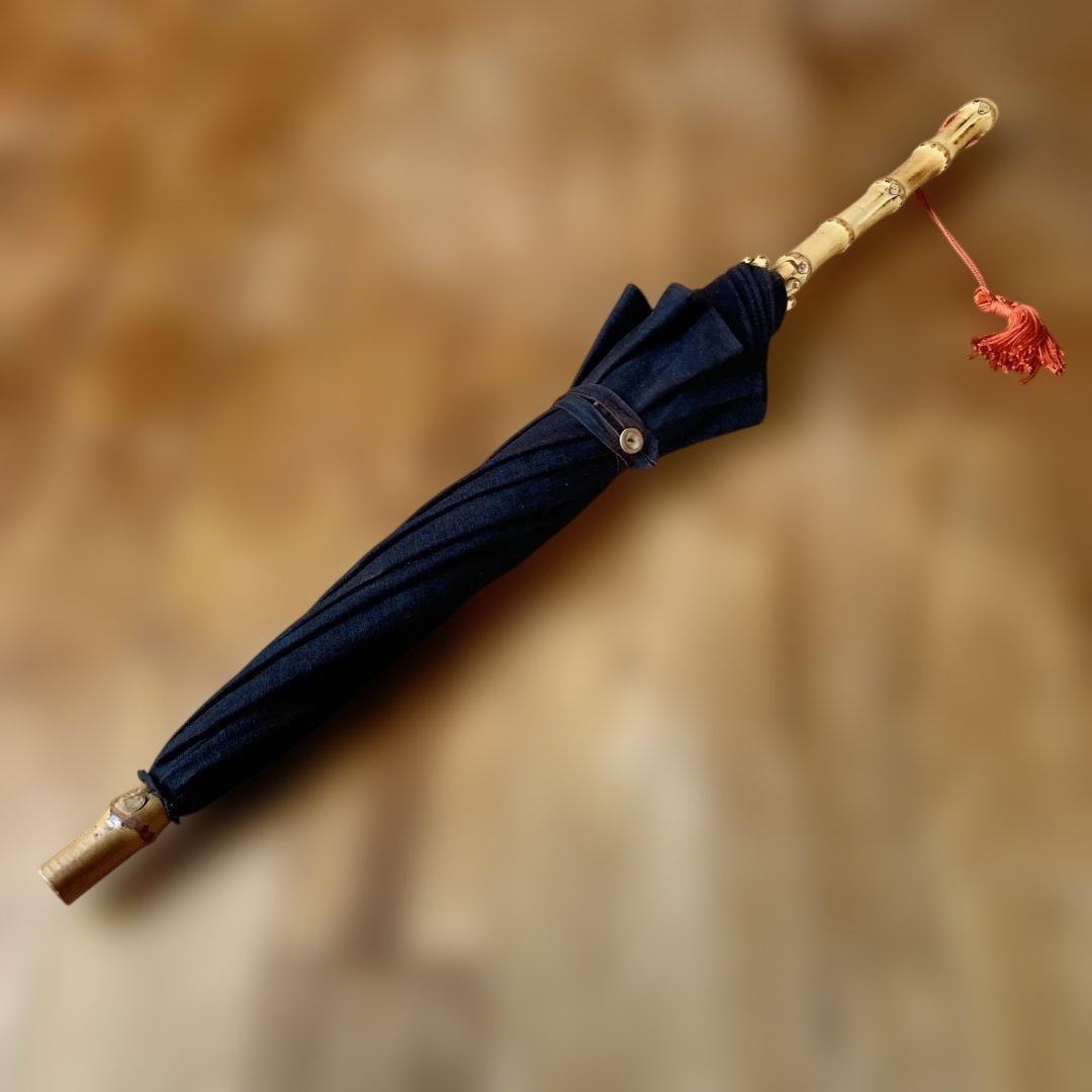 ツタエノヒガサ　黒　日傘 竹製ハンドル