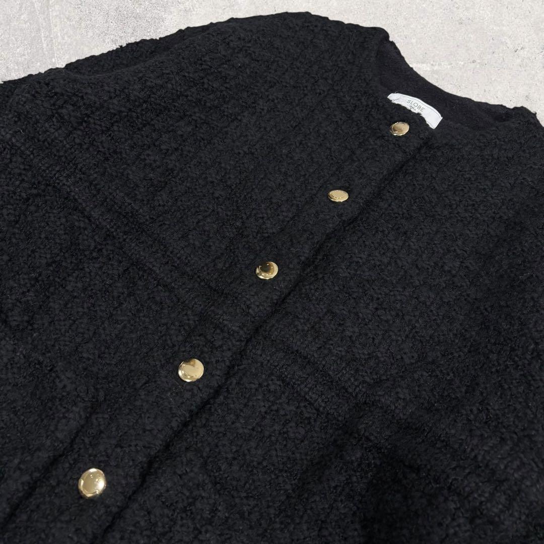 TSLOBE IENA ボタンツィーディジャケット 黒 スマイルボタン