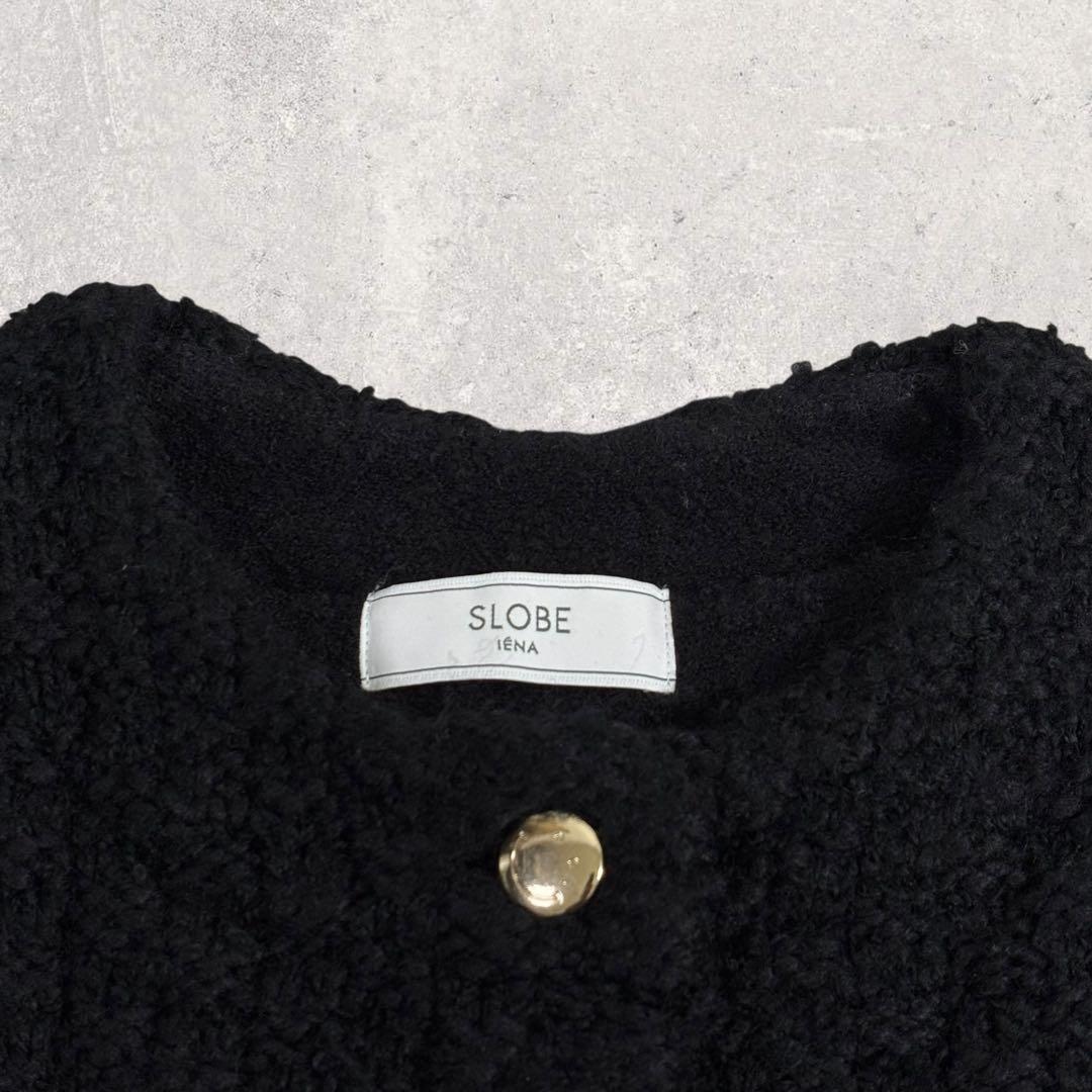 TSLOBE IENA ボタンツィーディジャケット 黒 スマイルボタン