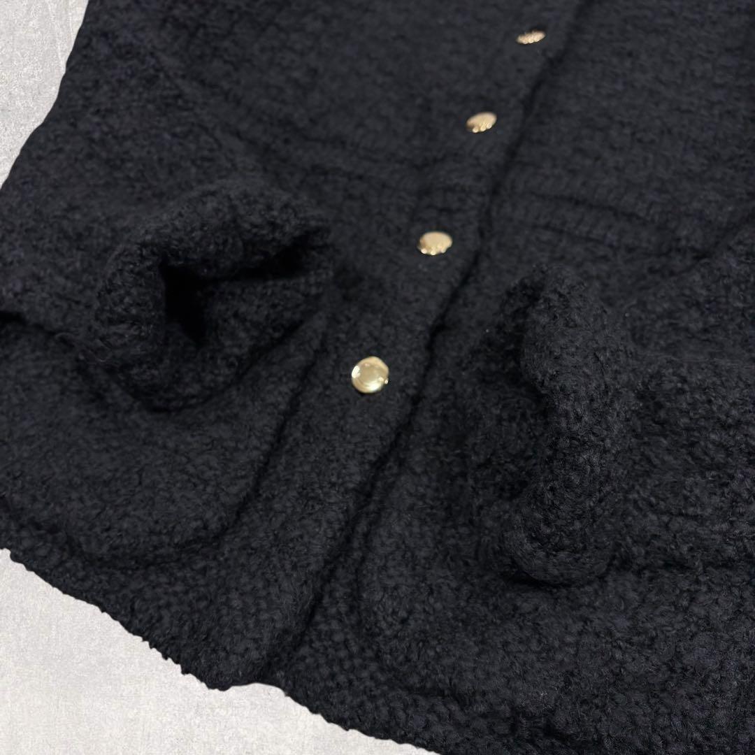 TSLOBE IENA ボタンツィーディジャケット 黒 スマイルボタン