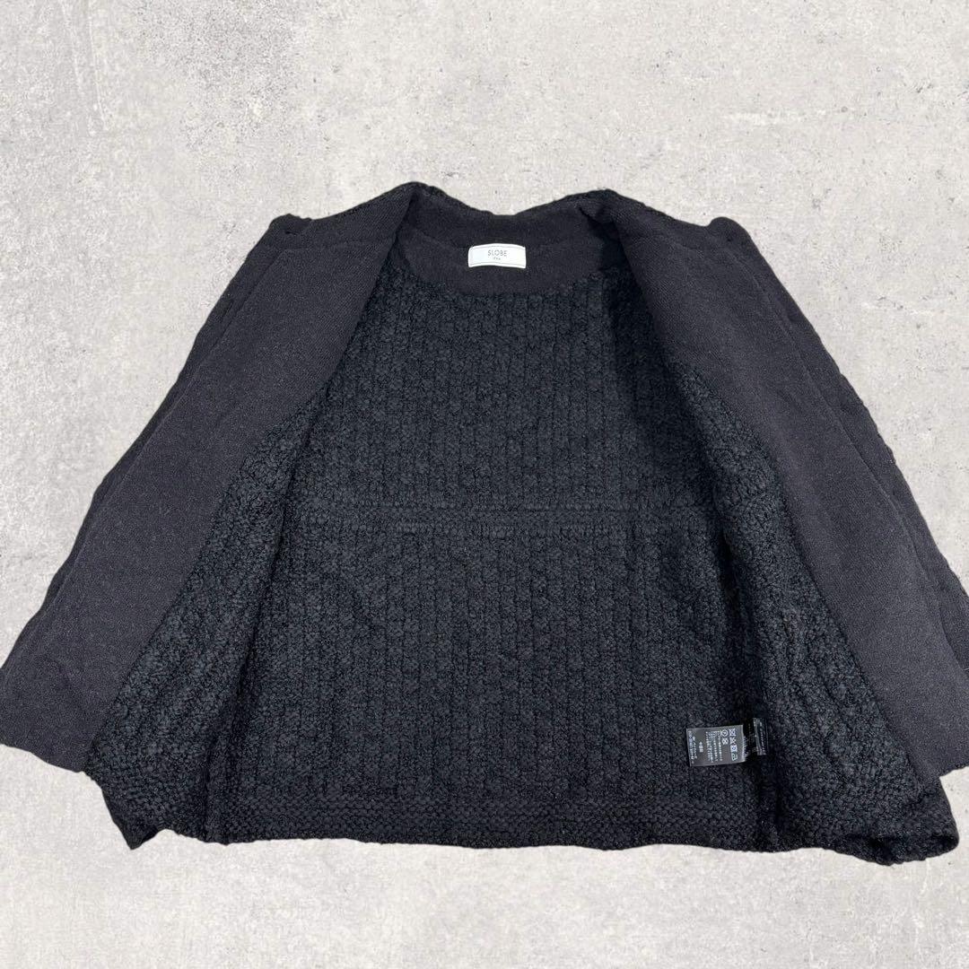 TSLOBE IENA ボタンツィーディジャケット 黒 スマイルボタン