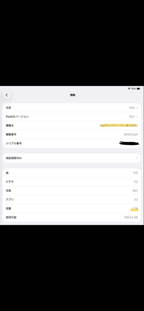 iPadPro 11インチ 第3世代 1TB