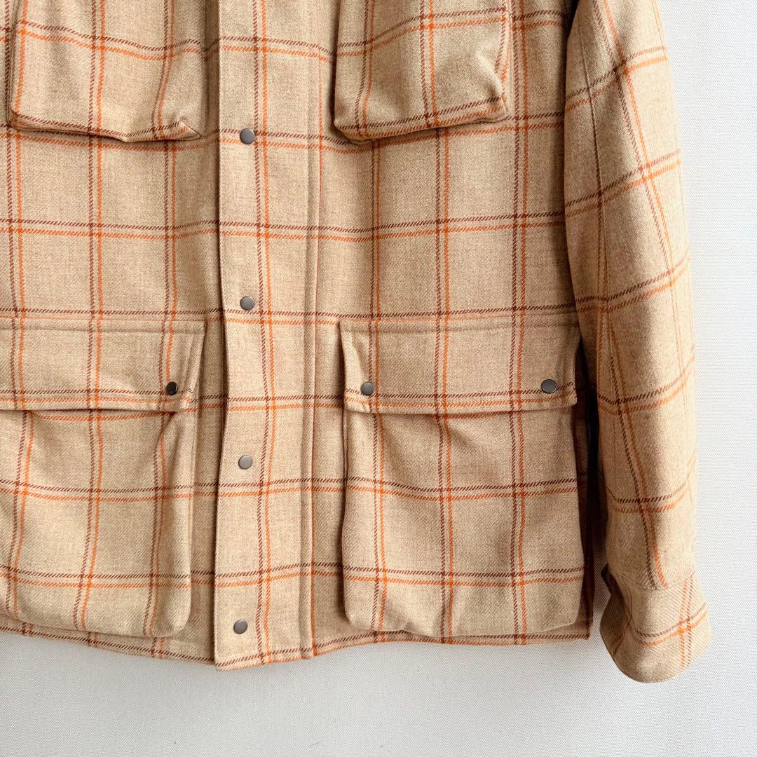 美品　ユナイテッドアローズ　ハンタージャケット　チェック　ウール　襟コーデュロイ