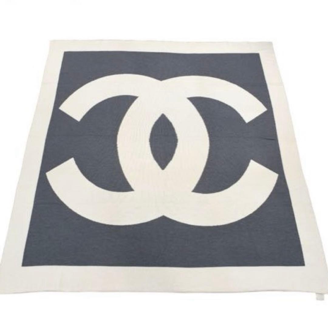 【訳あり】【レア】シャネル ダブルフェイス カシミア混 ロゴブランケット 毛布