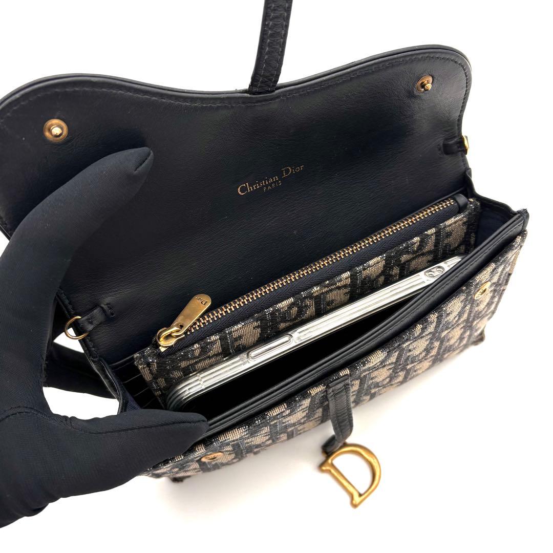 ディオール オブリーク ジャカード サドル チェーンウォレット 1435