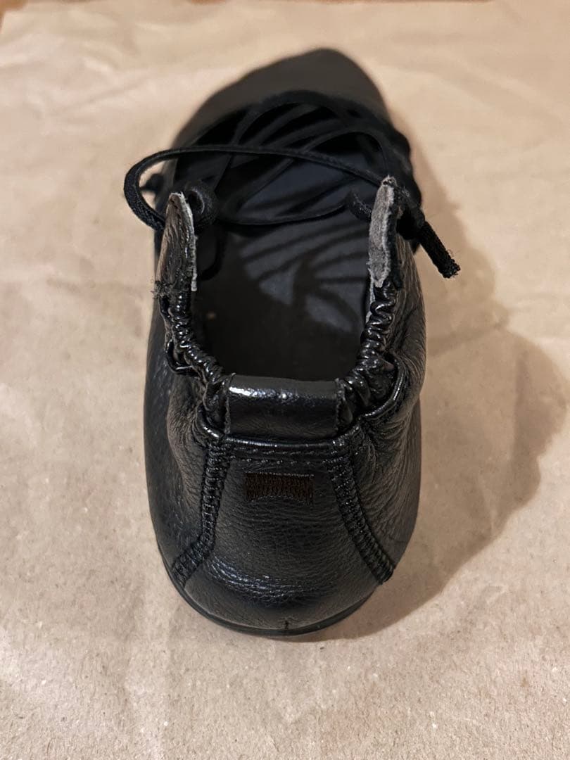 本革バレエシューズ　CAMPER39(25.0相当) ライトニナハイカット　黒