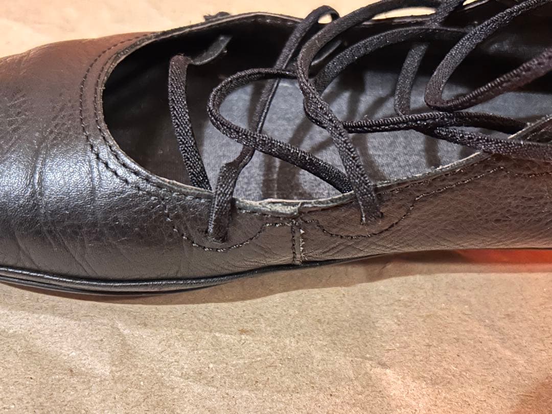 本革バレエシューズ　CAMPER39(25.0相当) ライトニナハイカット　黒