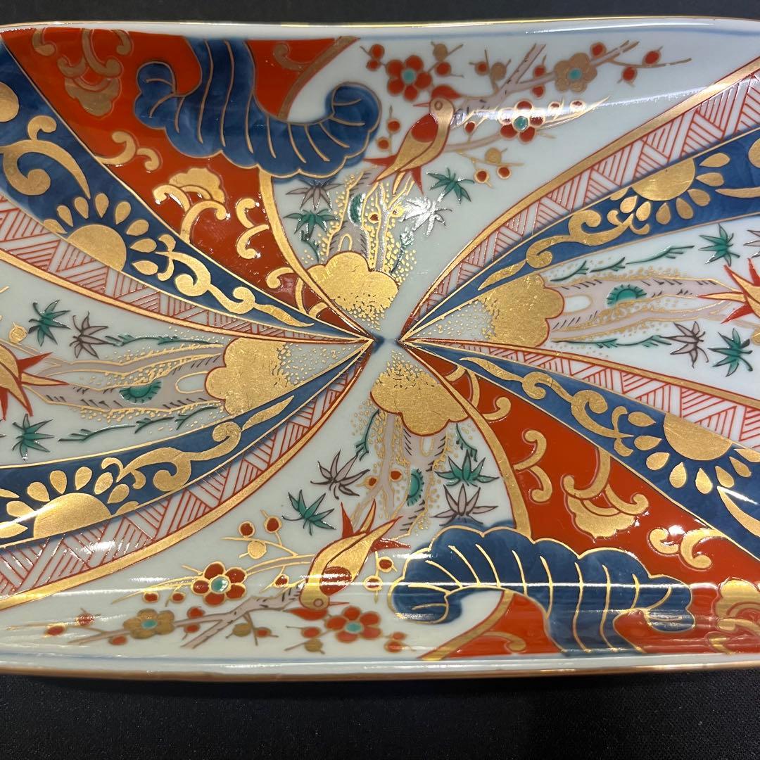 W*1様 林九郎窯 色絵金彩 鳥文様 長皿｜有田焼・古伊万里風・和食器 5枚 セ