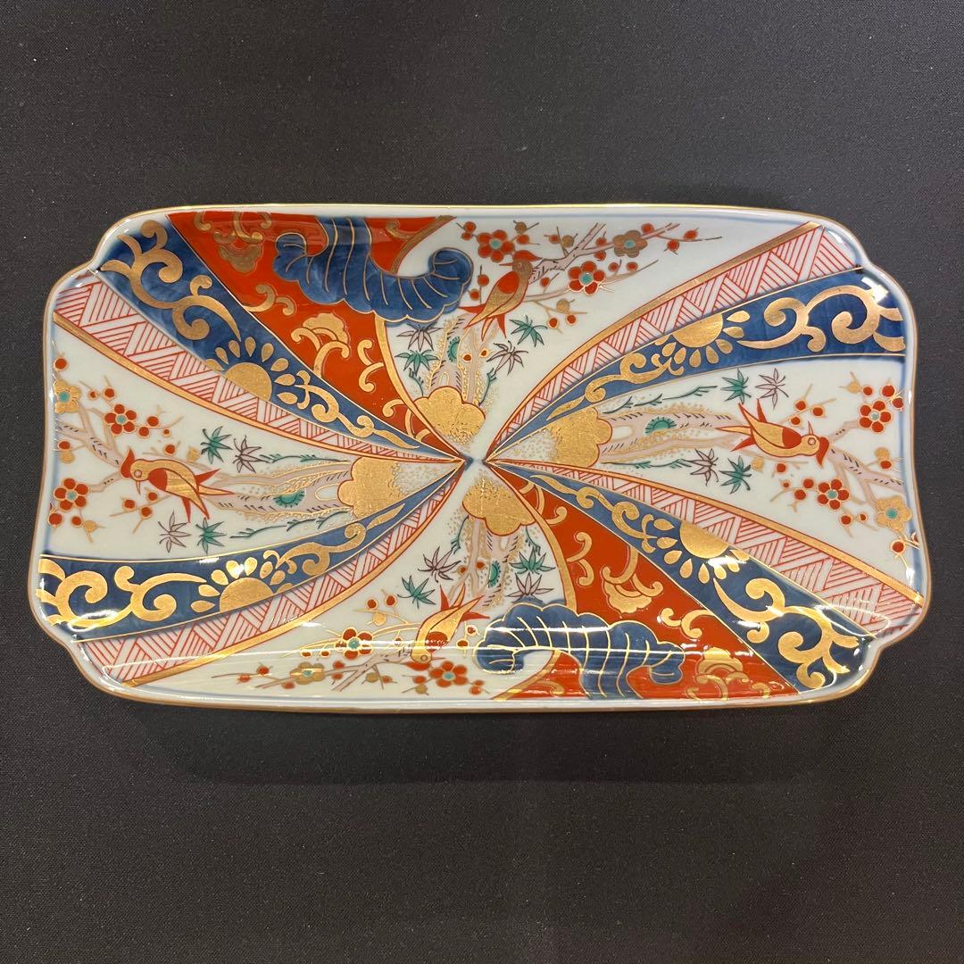 W*1様 林九郎窯 色絵金彩 鳥文様 長皿｜有田焼・古伊万里風・和食器 5枚 セ