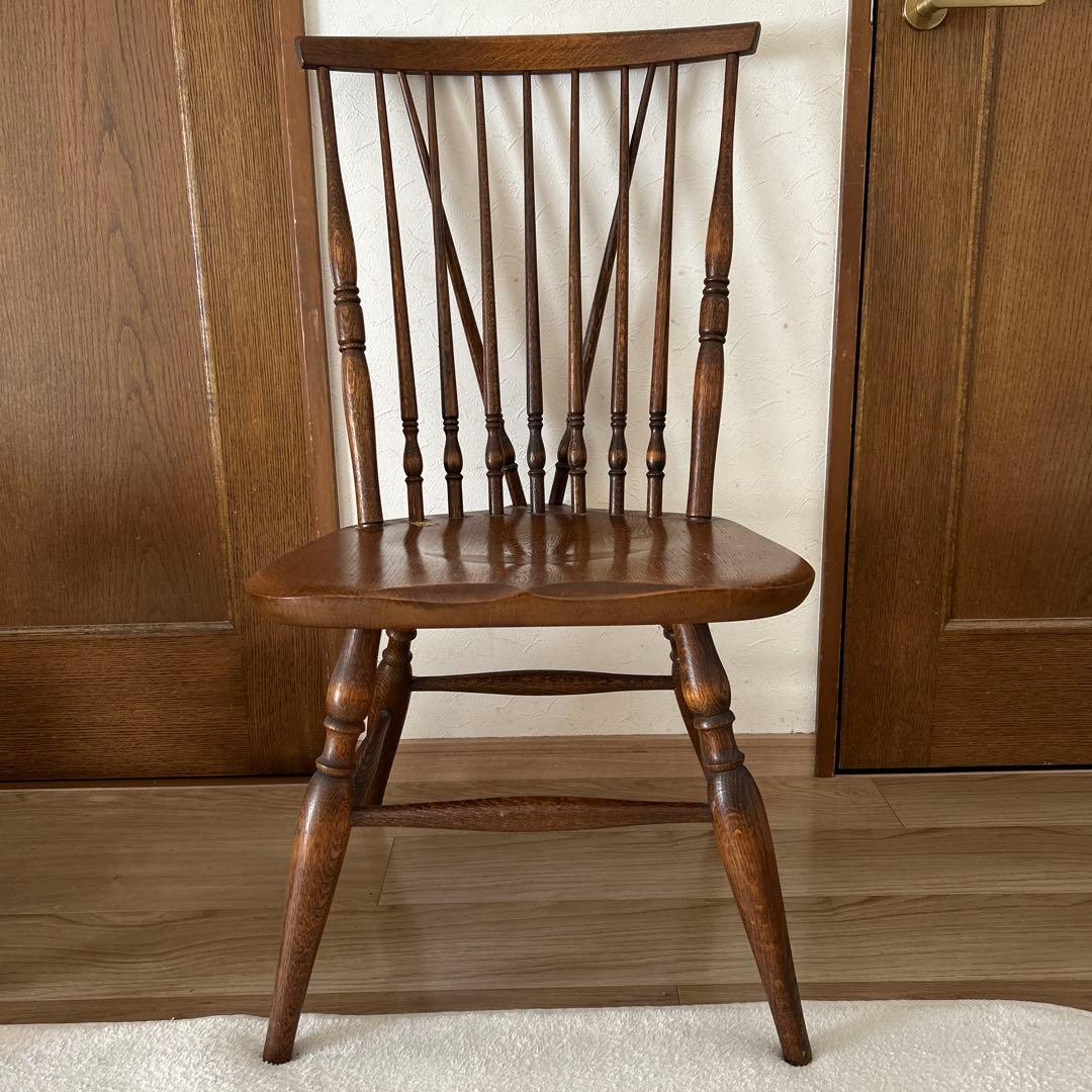 飛騨産業☆ヒダサンギョウ　キツツキマーク☆ウィンザーチェアー 天然木　ブラウン