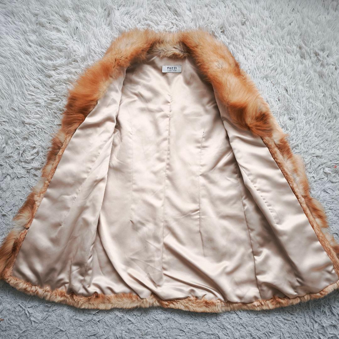 【希少 高級◎】総丈75 ゴールデン 毛皮 ファーコート M