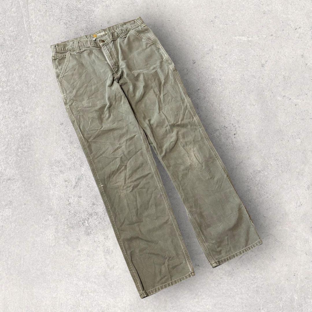【カーハート】ペインターパンツ　ワークパンツ　モスグリーン　36×34