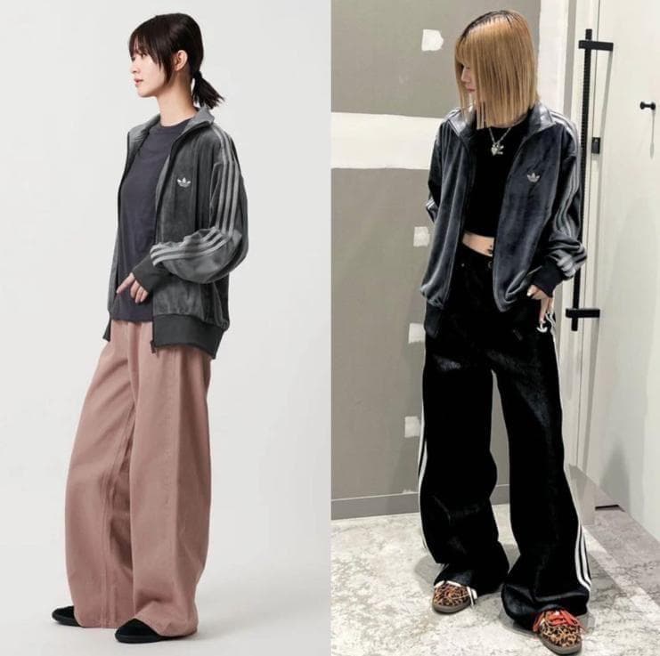 特別セール ✨人気 adidas トラックトップ ベロア グレー XL