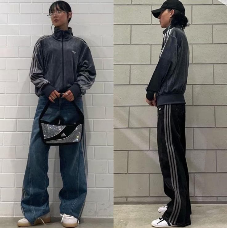 特別セール ✨人気 adidas トラックトップ ベロア グレー XL