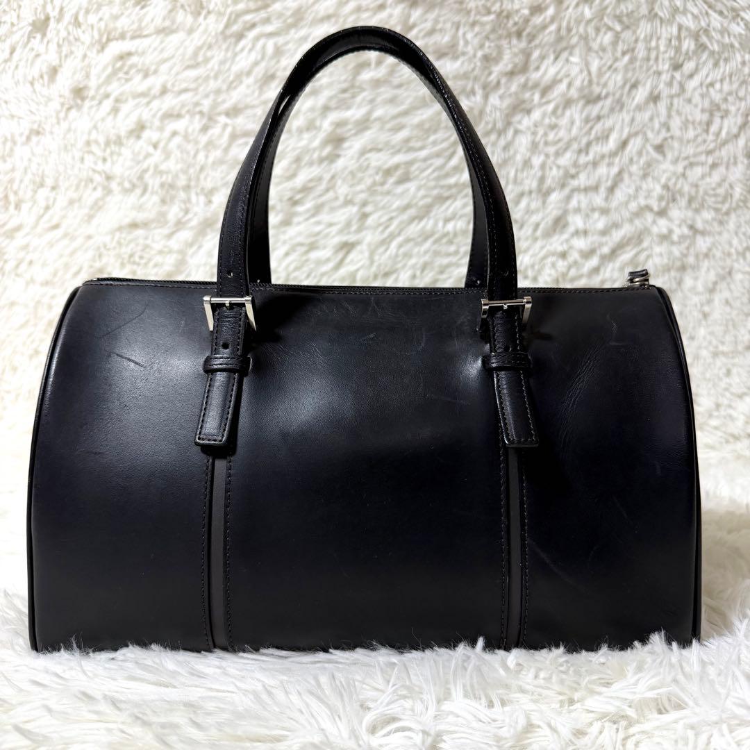 希少✨Burberry ミニボストン オールレザー ノバチェック ブラック