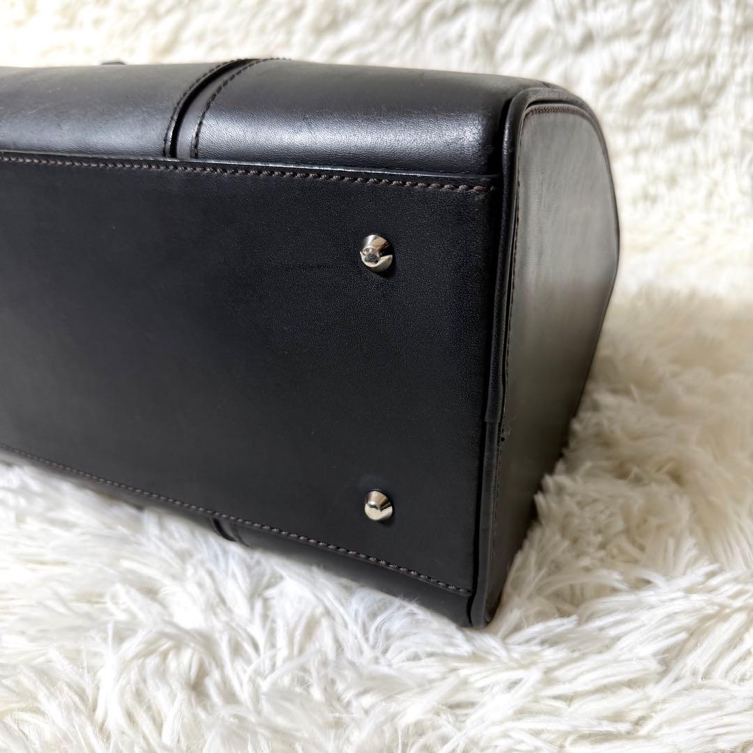 希少✨Burberry ミニボストン オールレザー ノバチェック ブラック