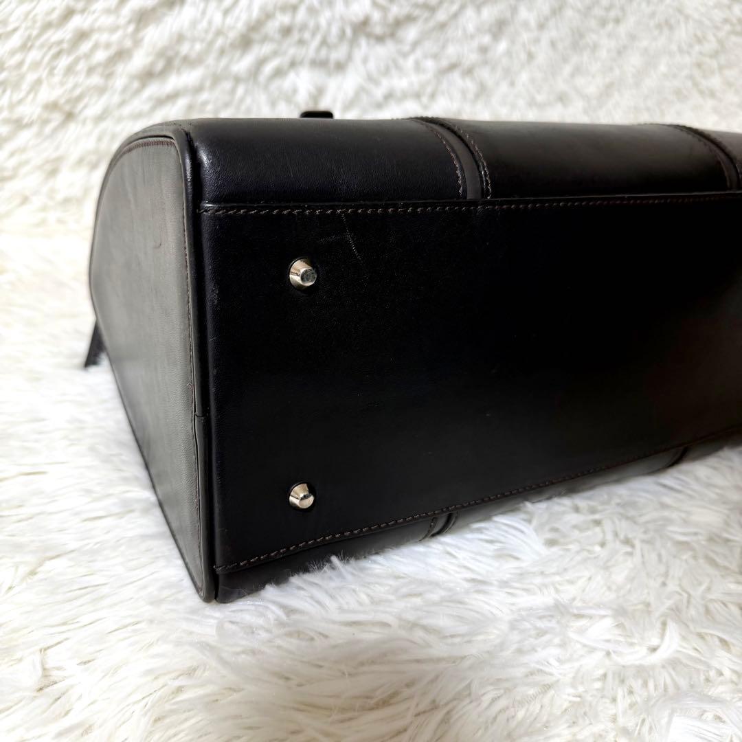 希少✨Burberry ミニボストン オールレザー ノバチェック ブラック