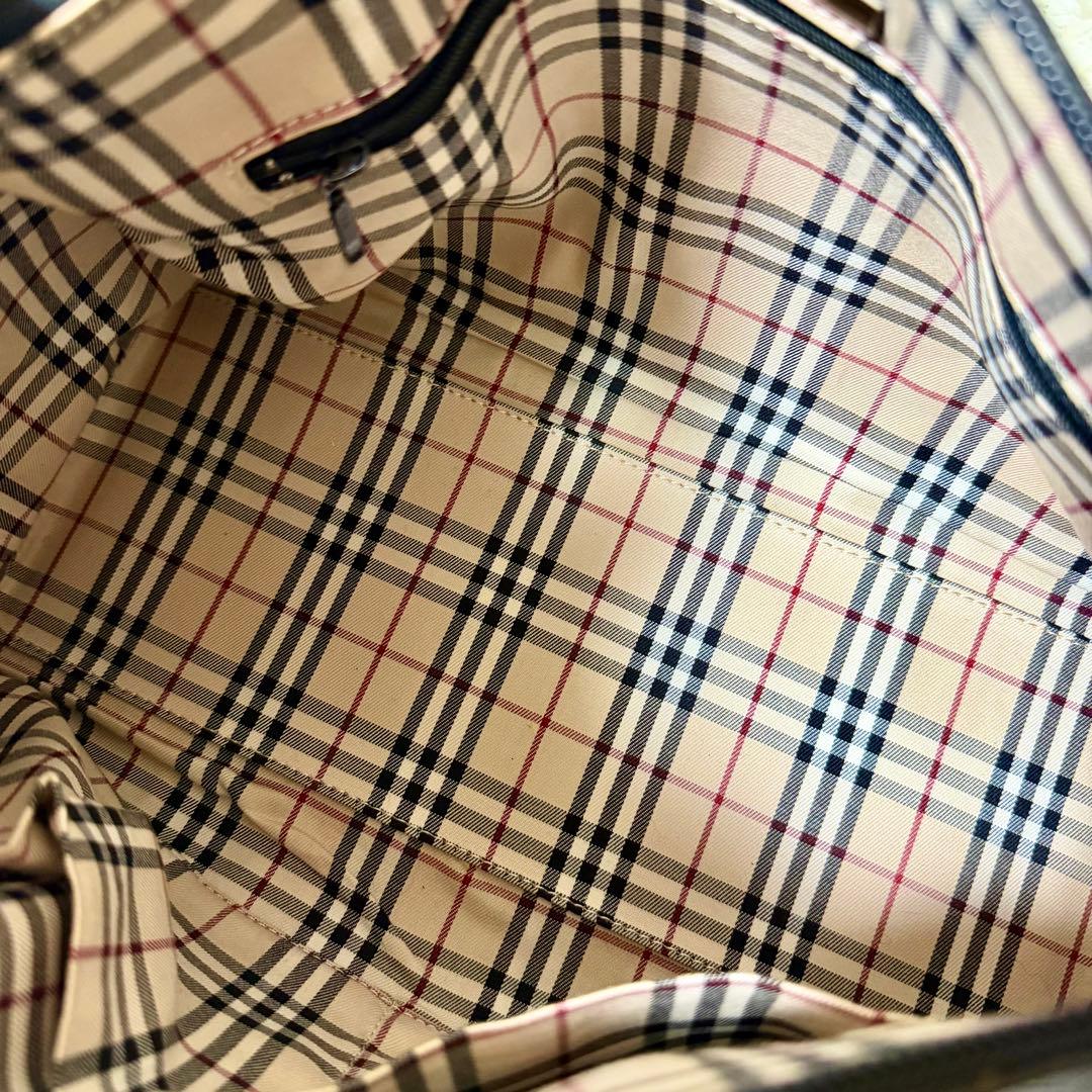 希少✨Burberry ミニボストン オールレザー ノバチェック ブラック