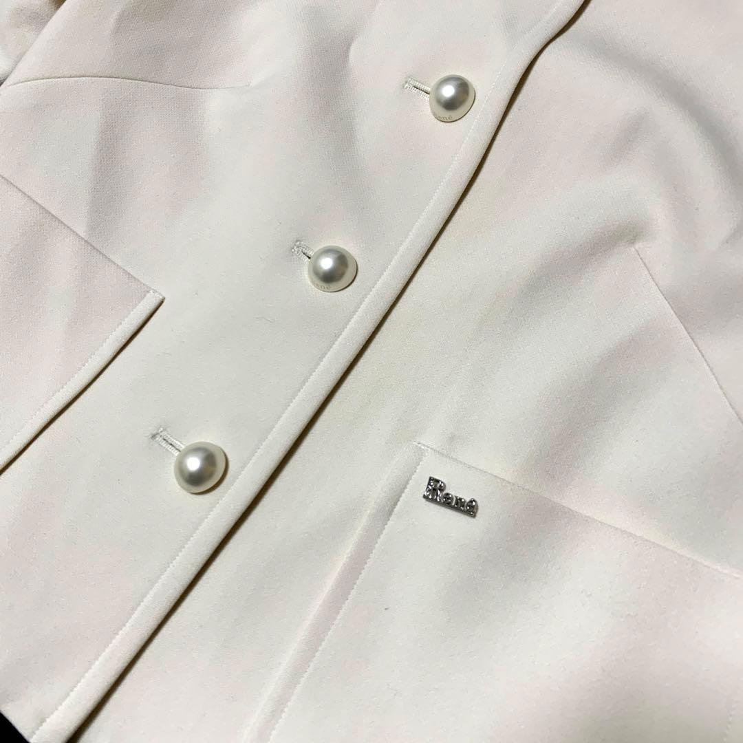 Rene ルネ ノーカラージャケット ホワイト　34