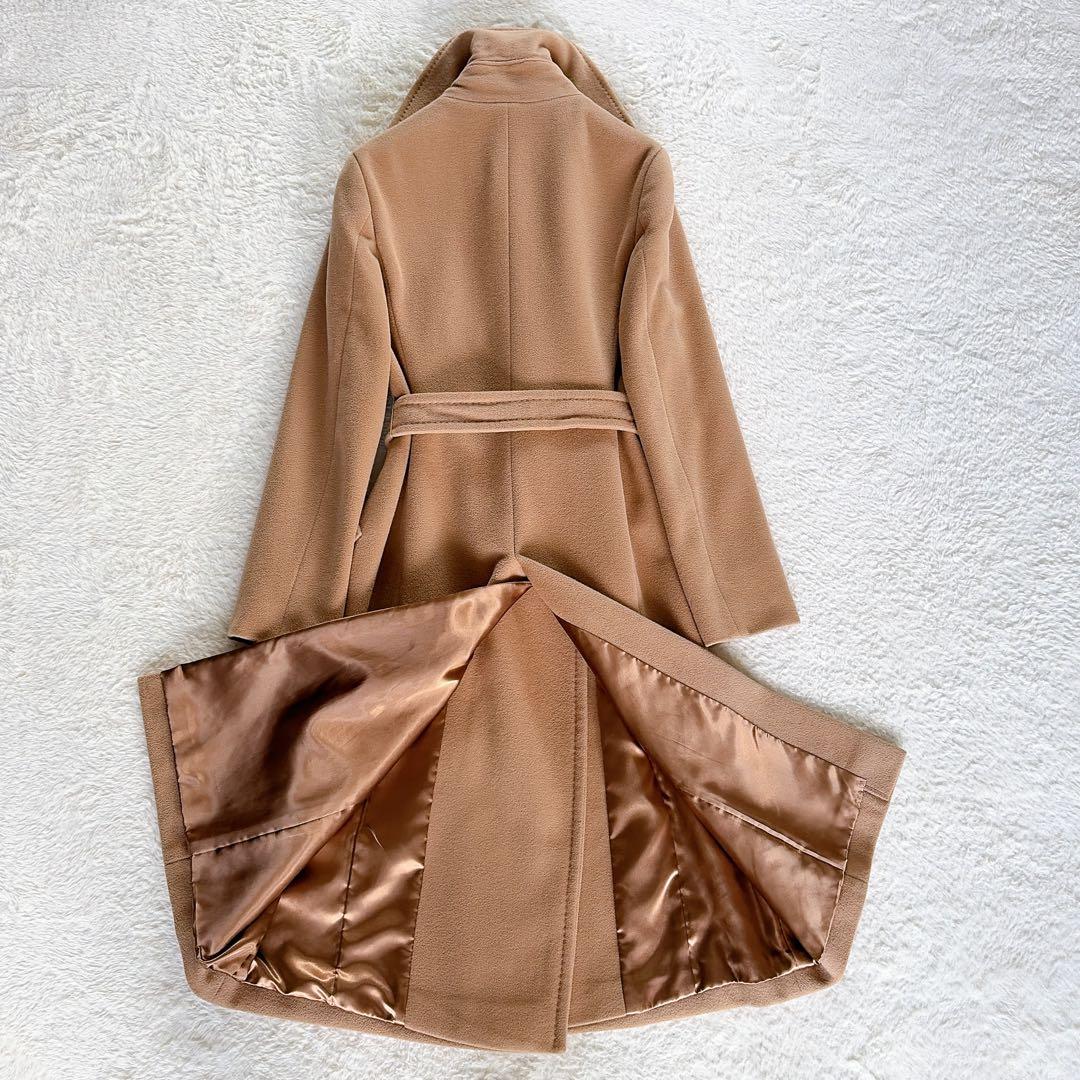 極美品✨【マイケルコース】アンゴラ100%ベルト付マキシ丈ロングコート キャメル