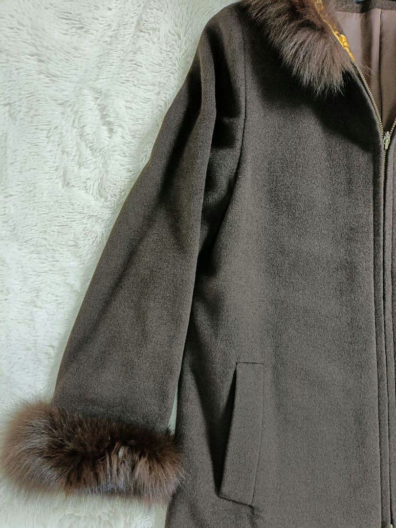 LEONARD ロングコート【L相当】【カシミヤ×フォックス×アンゴラ×ウール】