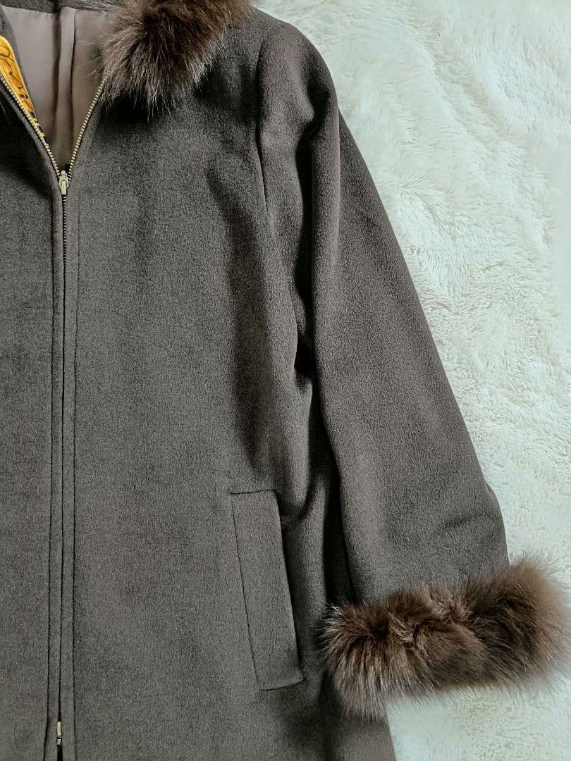 LEONARD ロングコート【L相当】【カシミヤ×フォックス×アンゴラ×ウール】