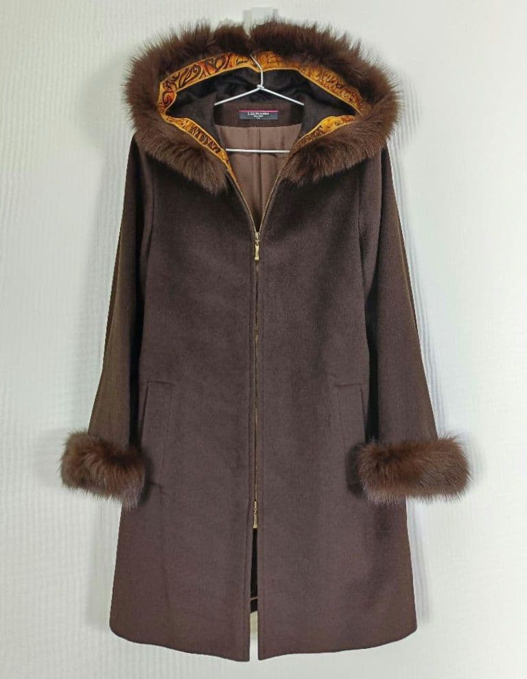 LEONARD ロングコート【L相当】【カシミヤ×フォックス×アンゴラ×ウール】