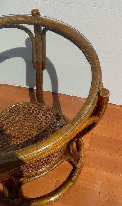 籐　ラタンチェア＆ガラステーブル　セット