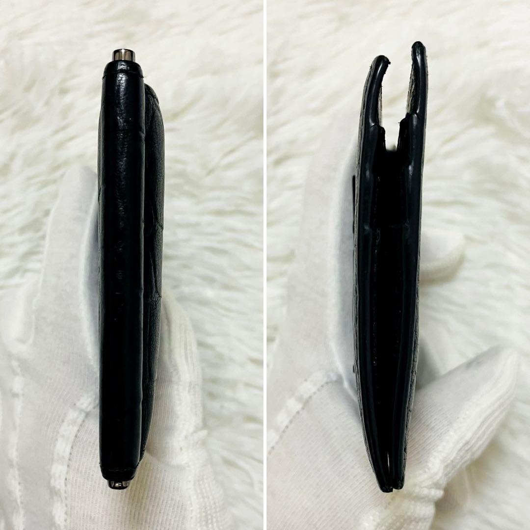 極美✨付属完備✨サンローラン マネークリップ クロコ 型押し レザー 黒