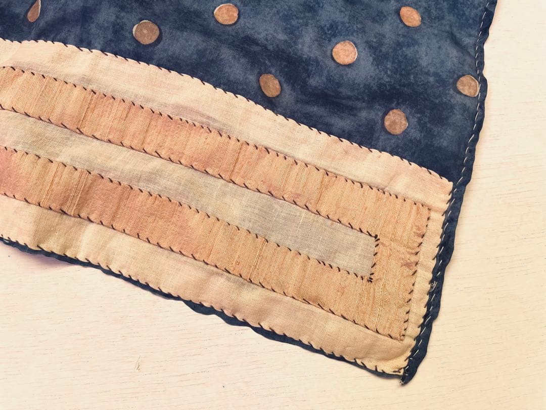 45R シルクのブロックプリントストール ストール ショール ポンチョ 羽織