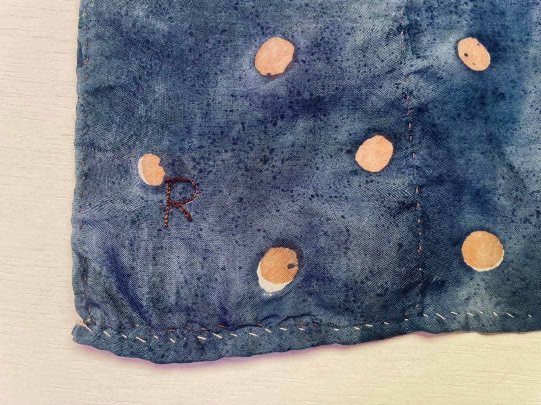 45R シルクのブロックプリントストール ストール ショール ポンチョ 羽織