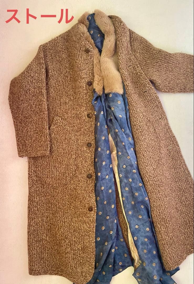 45R シルクのブロックプリントストール ストール ショール ポンチョ 羽織