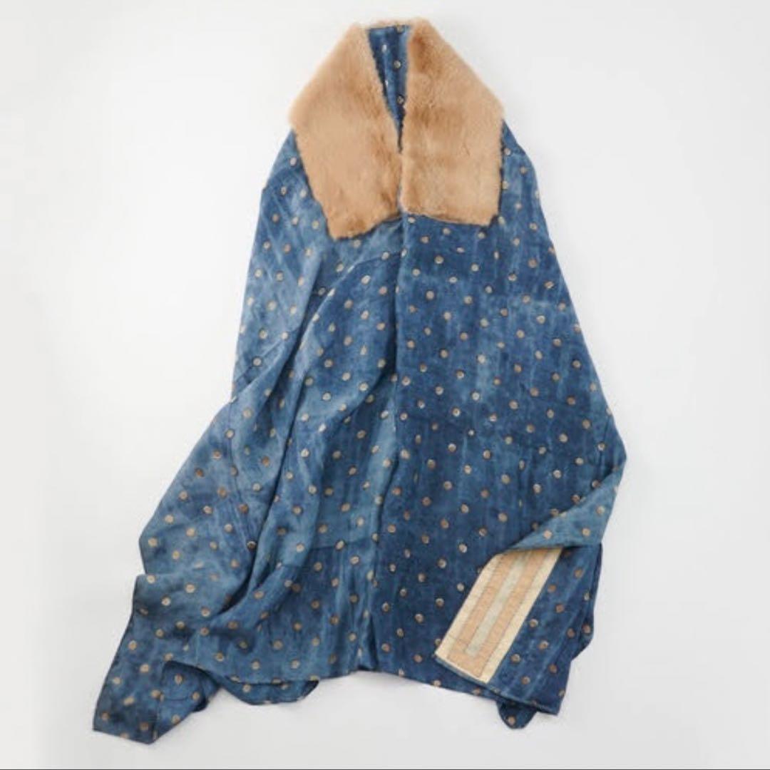 45R シルクのブロックプリントストール ストール ショール ポンチョ 羽織