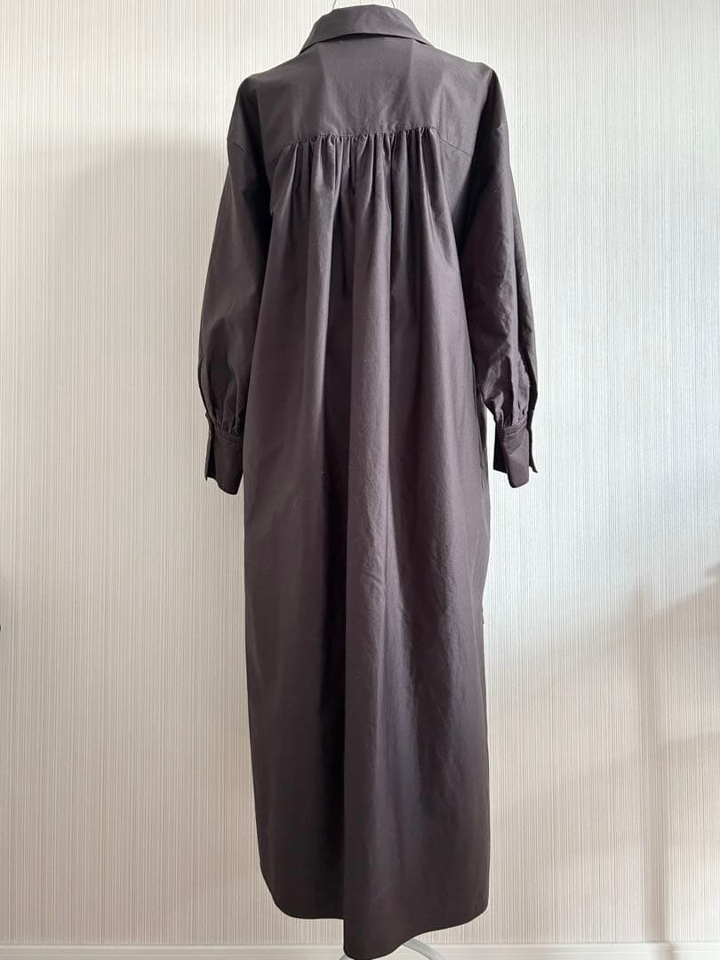 ebure エブール スキッパー コットン シャツワンピース ロング 長袖 38