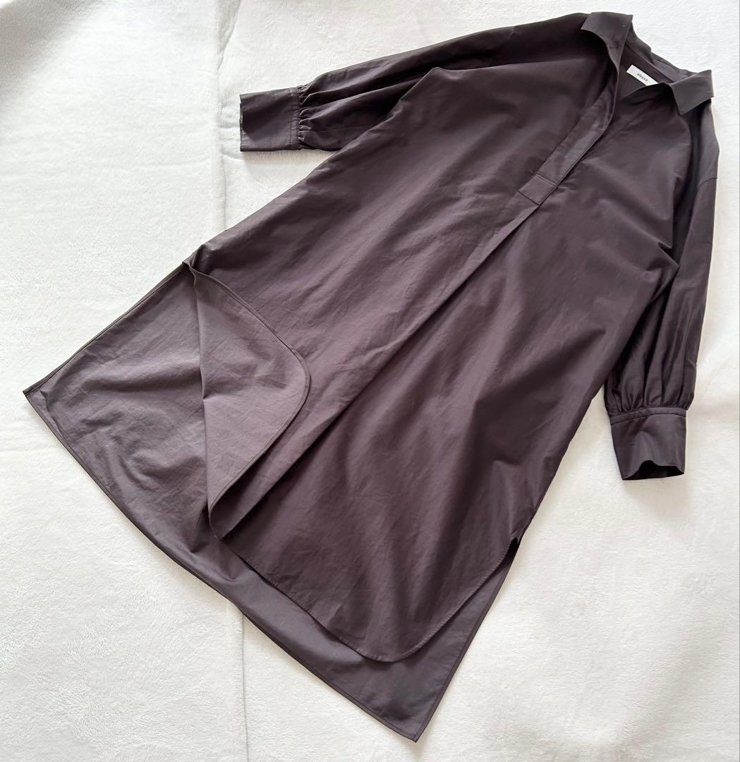 ebure エブール スキッパー コットン シャツワンピース ロング 長袖 38