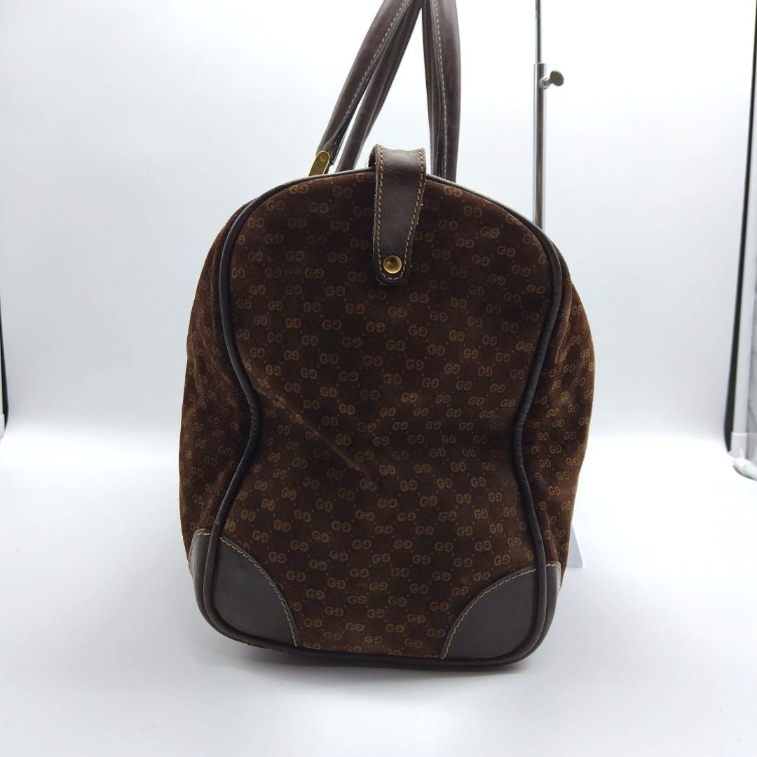 グッチ ボストンバッグ gg柄 スエード ブラウン 大容量 旅行カバン