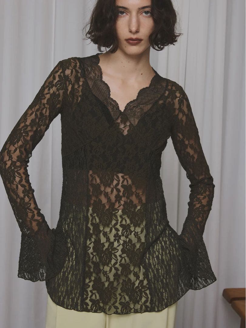トップス COMBINATION LACE TOP