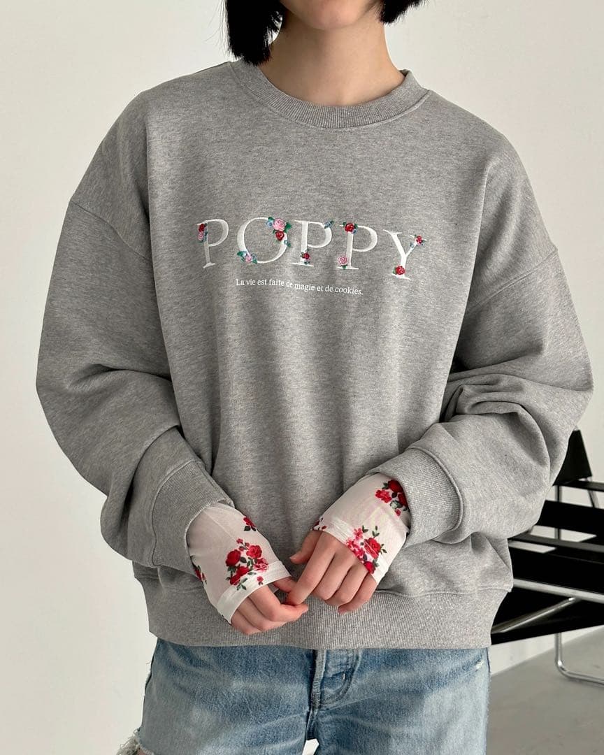 poppy あさぎーにょ ロゴスウェット