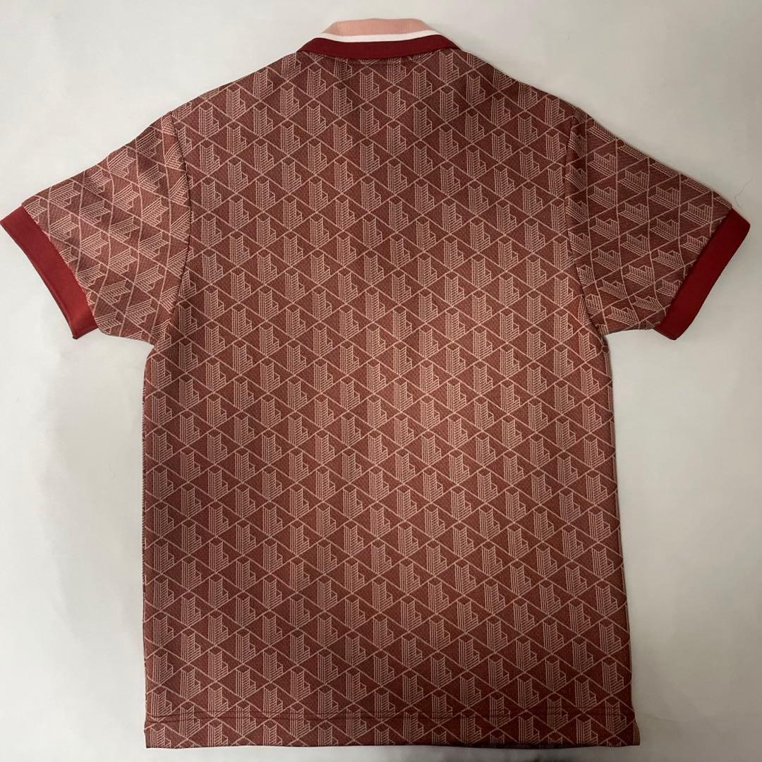 ラコステ モノグラムジャカードポロシャツ M ブラック グレー