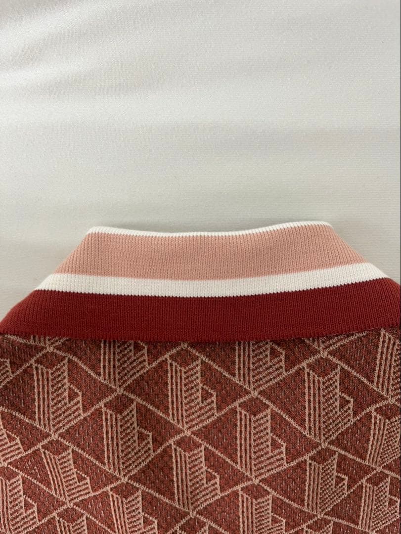 ラコステ モノグラムジャカードポロシャツ M ブラック グレー