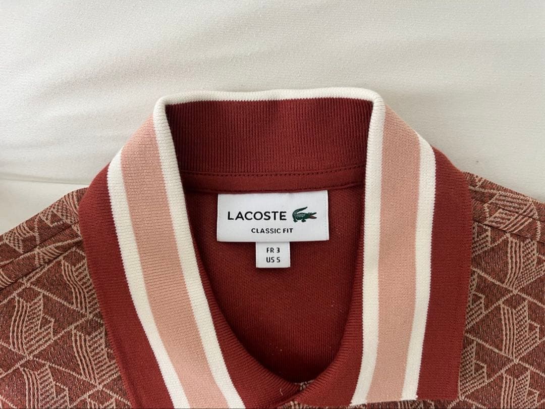 ラコステ モノグラムジャカードポロシャツ M ブラック グレー