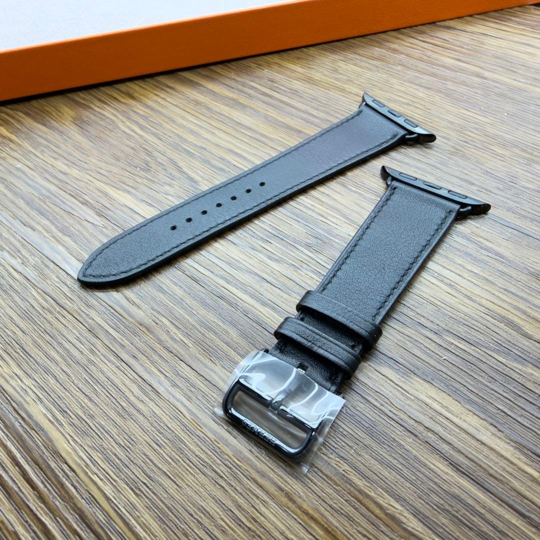 3096 ほぼ未使用　Apple Watch エルメス　ブラック　レザー　バンド