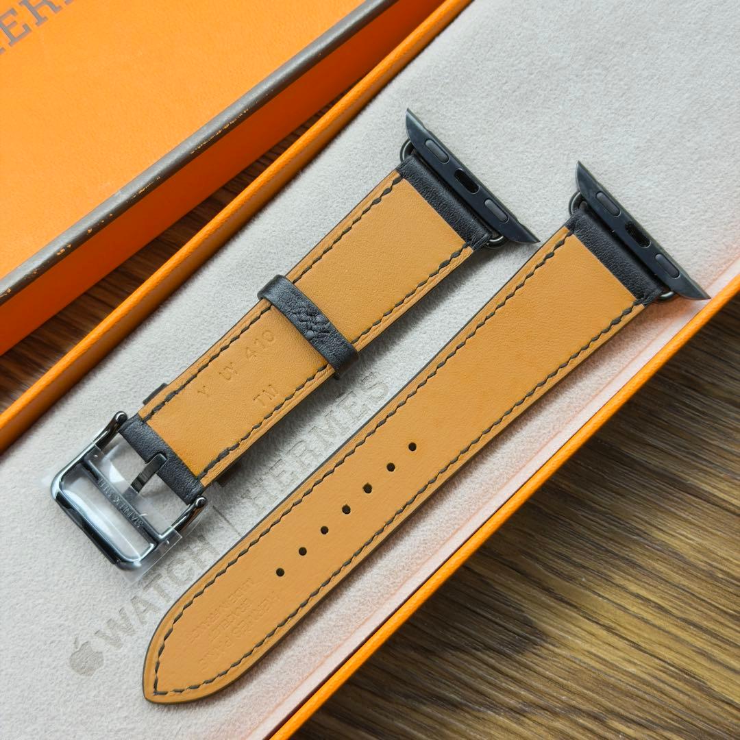 3096 ほぼ未使用　Apple Watch エルメス　ブラック　レザー　バンド
